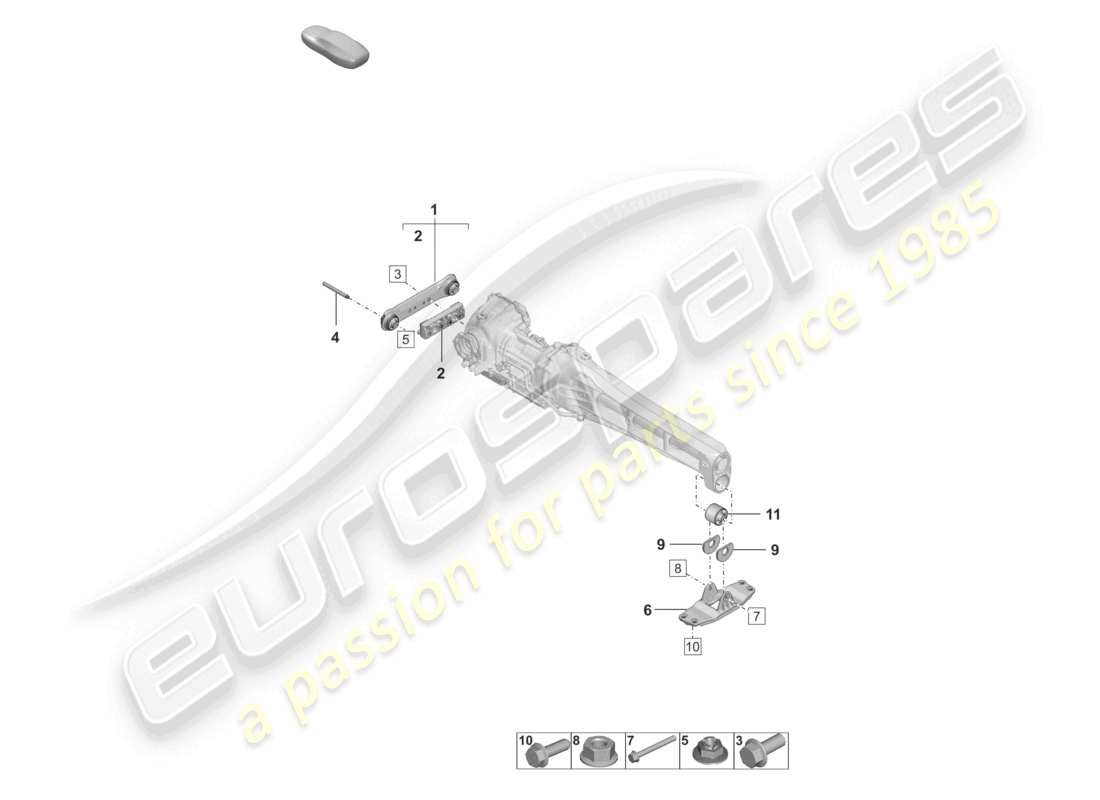 porsche 2022 (992-1 turbo / s) pièces de montage pour différentiel d'essieu avant schéma des pièces