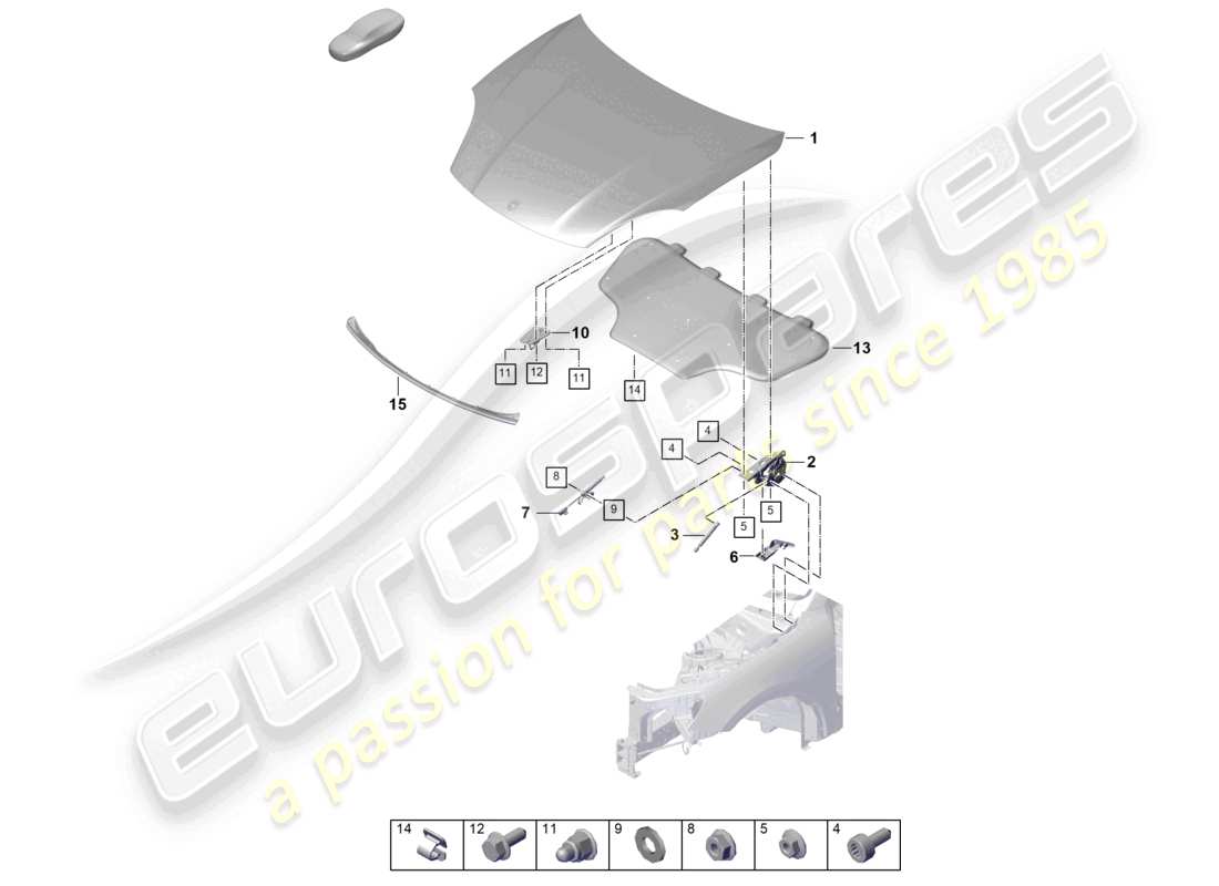 porsche 2025 (cayenne e3 pa) diagramme de pièce de capot