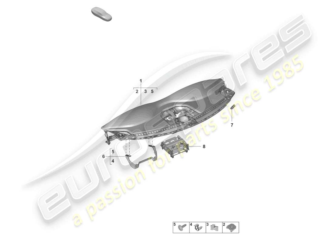 porsche 2021 (992-1) garniture du tableau de bord partie supérieure avec : fixations schéma des pièces