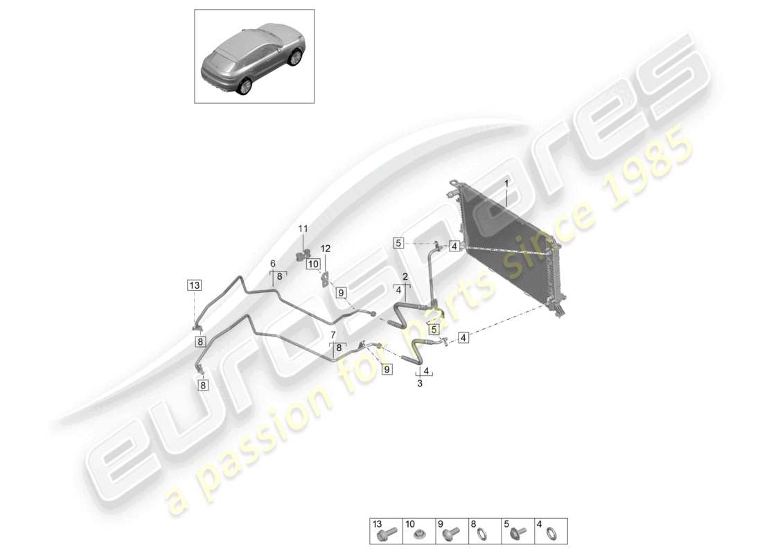 porsche 2021 (macan) - pdk - refroidisseur d'huile de boîte de vitesses conduite de pression d'huile schéma des pièces
