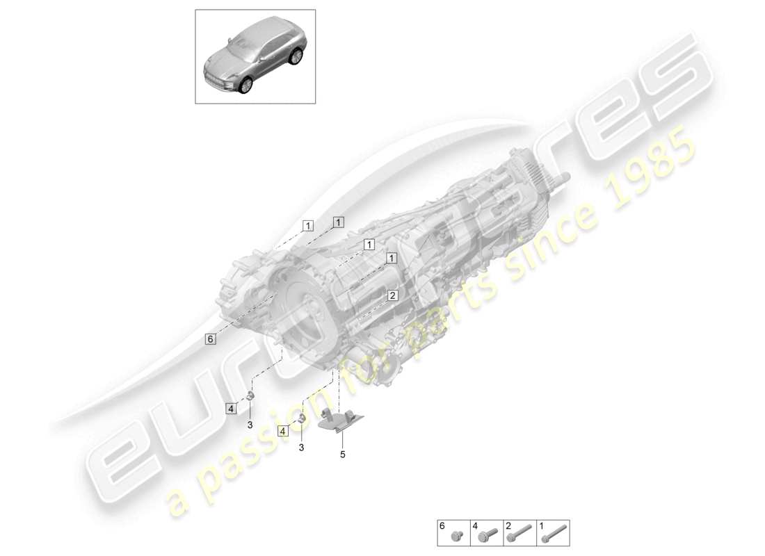 porsche 2021 (macan) pièces de montage pour moteur et transmission schéma des pièces