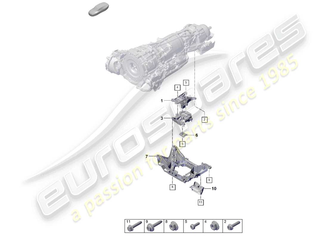 porsche 2025 (cayenne e3 pa) schéma des pièces du support de transmission de montage de boîte de vitesses