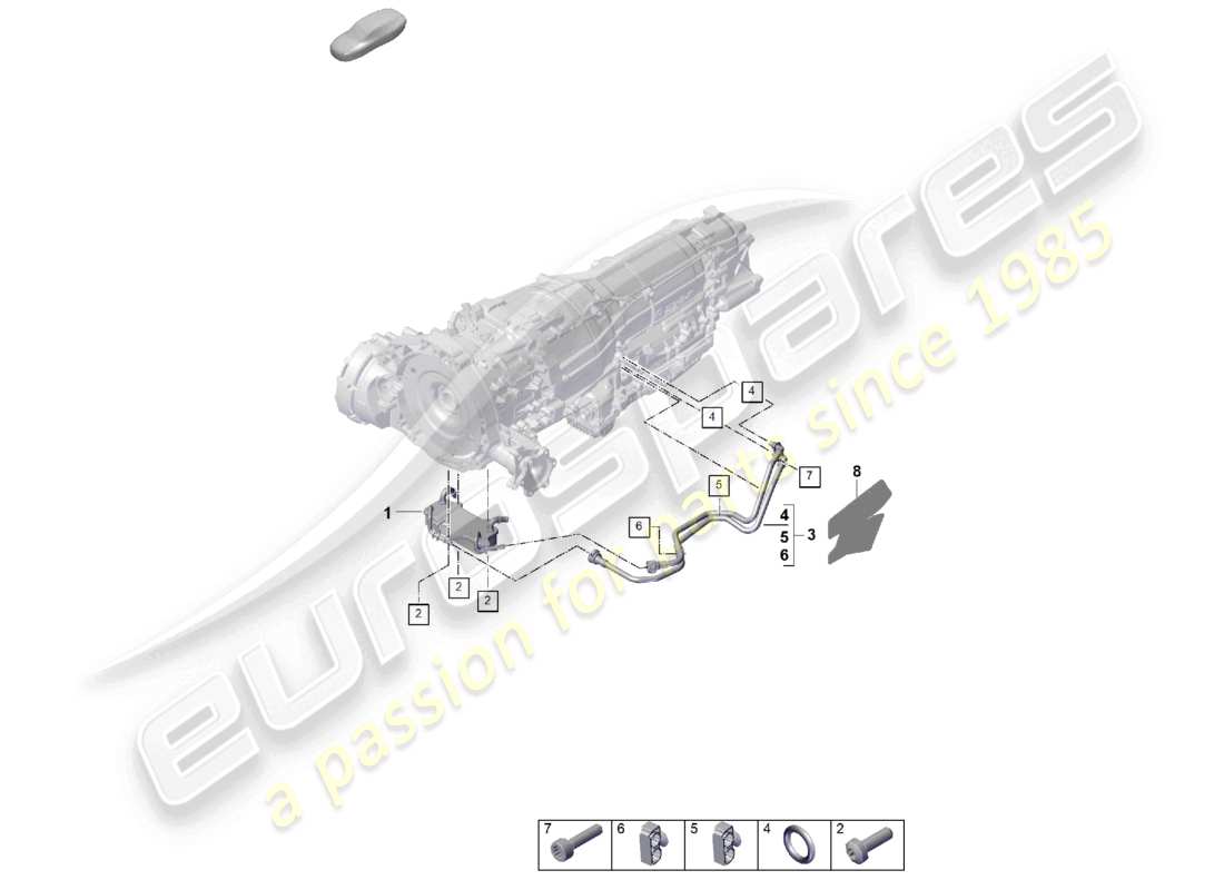 porsche 2025 (cayenne e3 pa) 8-speed boîte de vitesses automatique pour véhicules à propulsion hybride refroidisseur d'huile de boîte de vitesses tuyau d'huile schéma des pièces