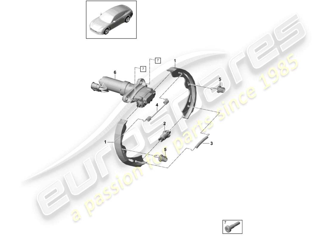 porsche 2021 (panamera 971-1) schéma des pièces de l'essieu arrière du frein de stationnement