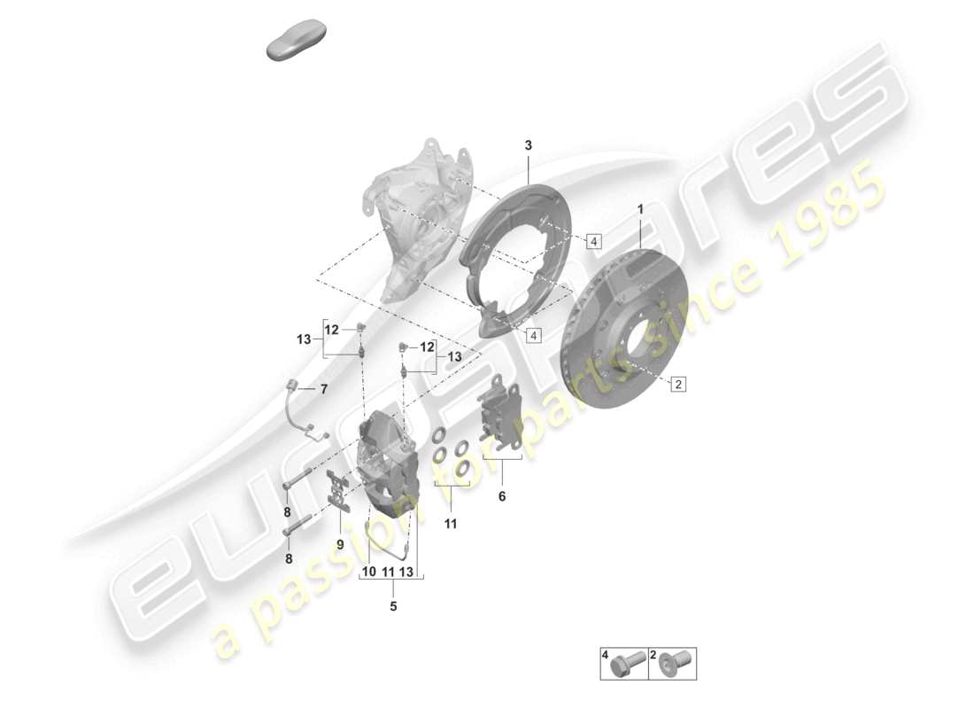 porsche 2024 (992-2) schéma des pièces de l'essieu arrière de base du frein à disque