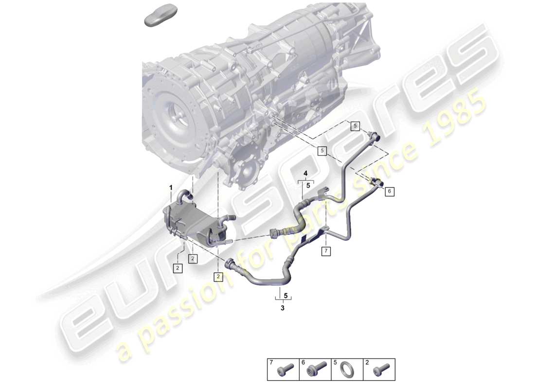 porsche 2026 (cayenne e3 pa) 8-speed boîte de vitesses automatique pour véhicules à propulsion hybride refroidisseur d'huile de boîte de vitesses tuyau d'huile schéma des pièces