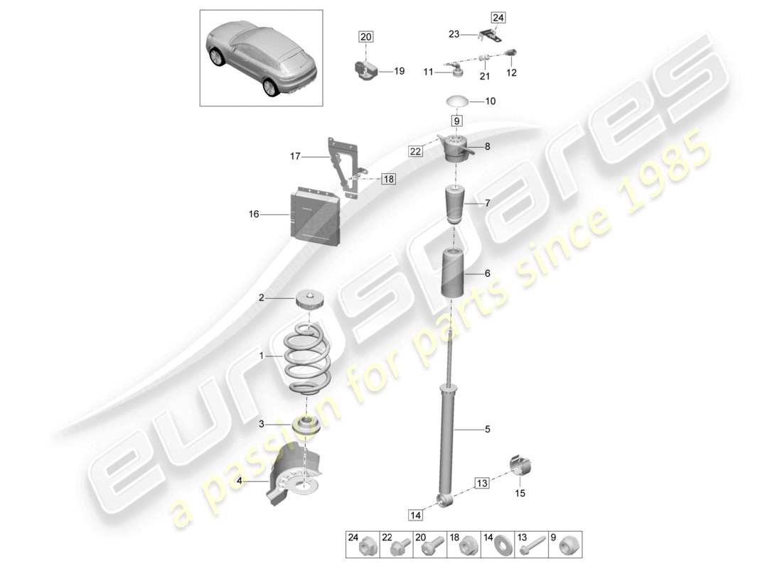 porsche 2021 (macan) suspension à ressorts en acier de base schéma des pièces