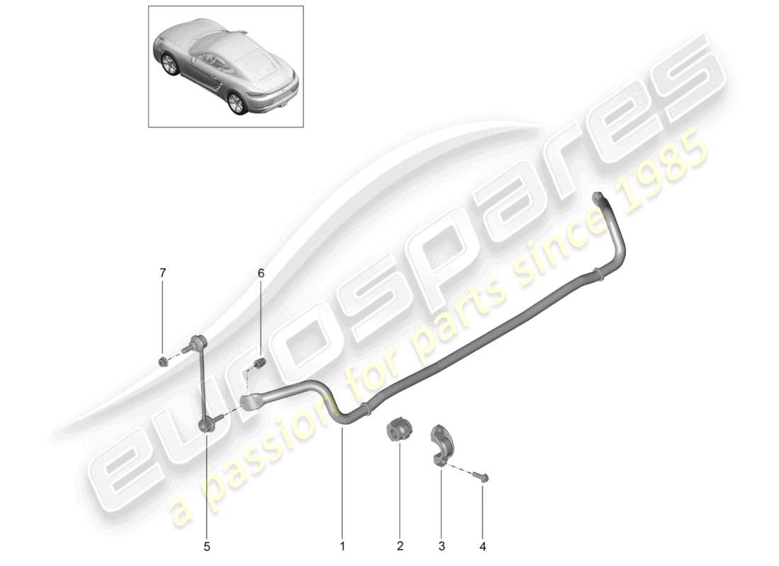 porsche 2024 (718 cayman) barre anti-roulis schéma des pièces