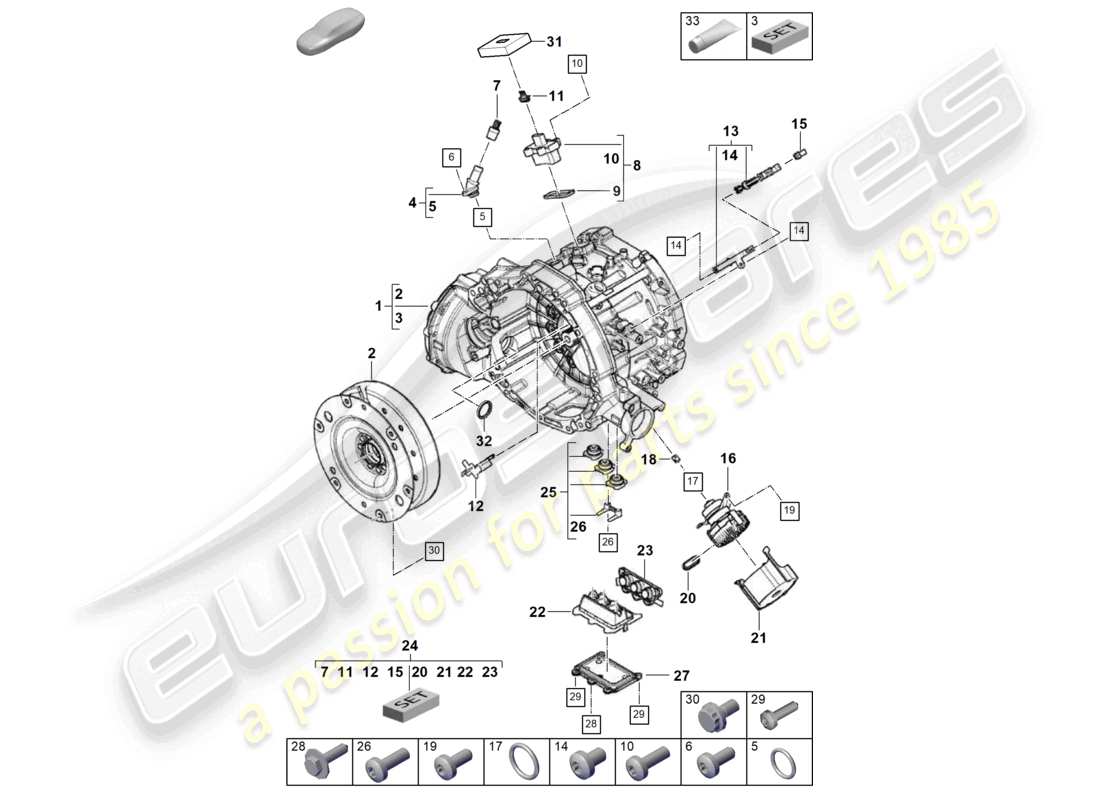 porsche 2025 (cayenne e3 pa) moteur de traction pour entraînement électrique pour véhicules à entraînement hybride schéma des pièces