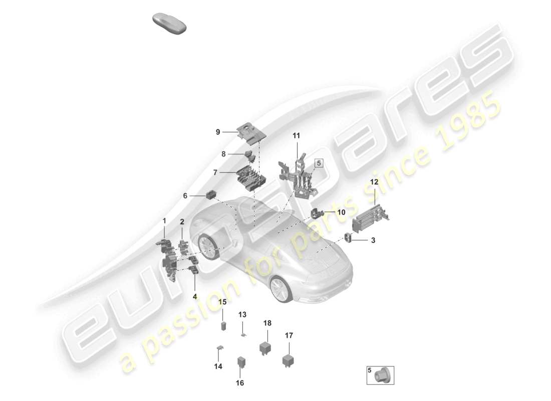 porsche 2021 (992-1) schéma des pièces du tableau de bord du système électrique central