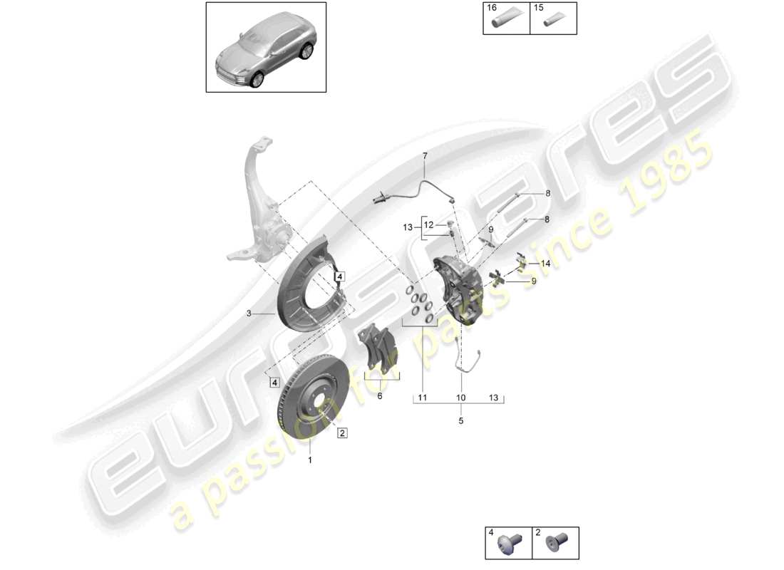 porsche 2021 (macan) frein à disque essieu avant rouge blanc noir d - mj 2022>> schéma des pièces