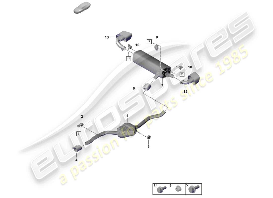 porsche 2026 (cayenne e3 pa) système d'échappement silencieux avant silencieux arrière tuyau d'échappement schéma des pièces