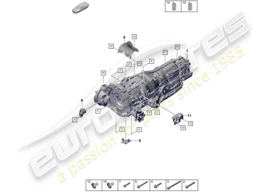 porsche 2026 (cayenne e3 pa) 8-speed boîte de vitesses automatique pour véhicules à propulsion hybride pièces de montage pour moteur et transmission schéma des pièces