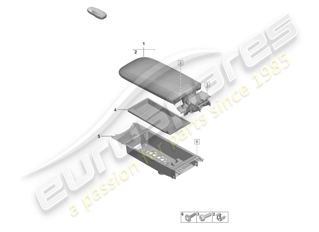 porsche 2023 (992-1 gt3/rs/st) schéma des pièces des accessoires de la console centrale