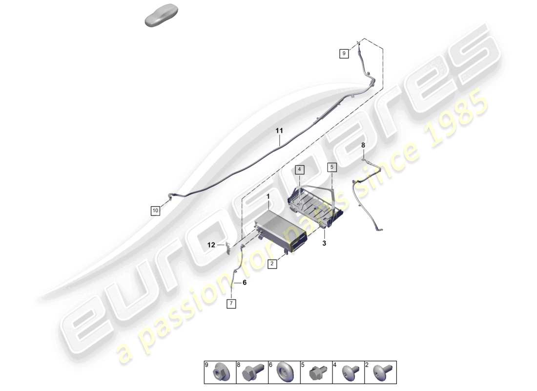 porsche 2024 (992-2) diagramme des pièces de la batterie