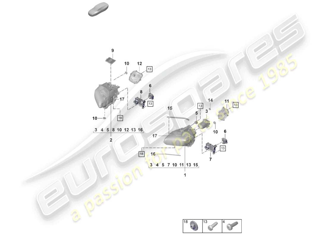 porsche 2020 (taycan 9j1-1) phare à led avec faisceau matriciel attention : avant de commander, vérifiez la référence de la pièce dans le véhicule. voir les informations techniques 9415 (25/24) schéma des pièces