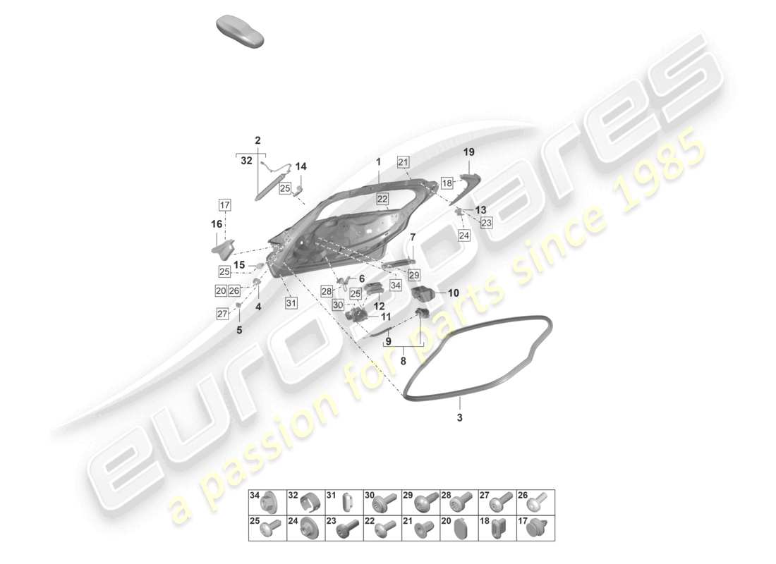 porsche 2020 (taycan 9j1-1) couvercle arrière schéma des pièces