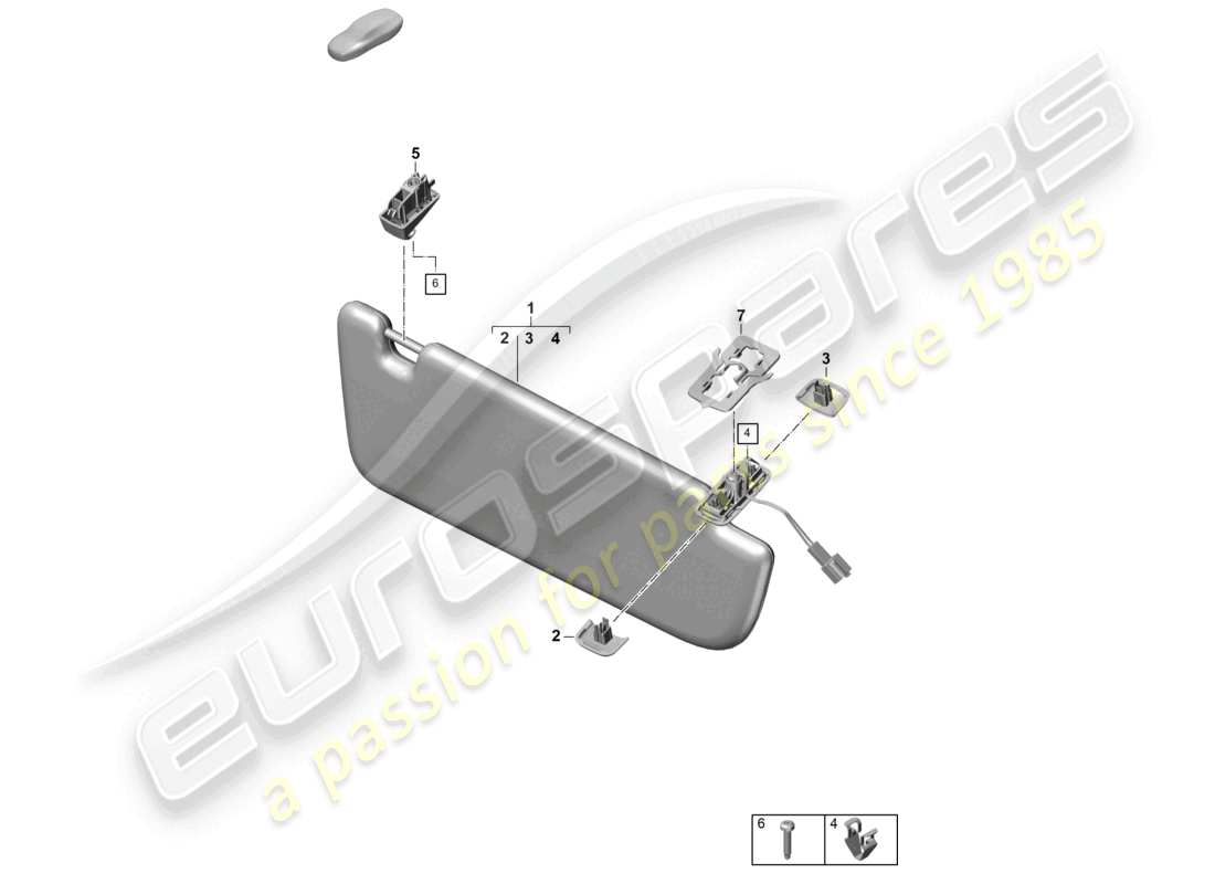 porsche 2026 (panamera 976) diagramme des pièces des pare-soleil