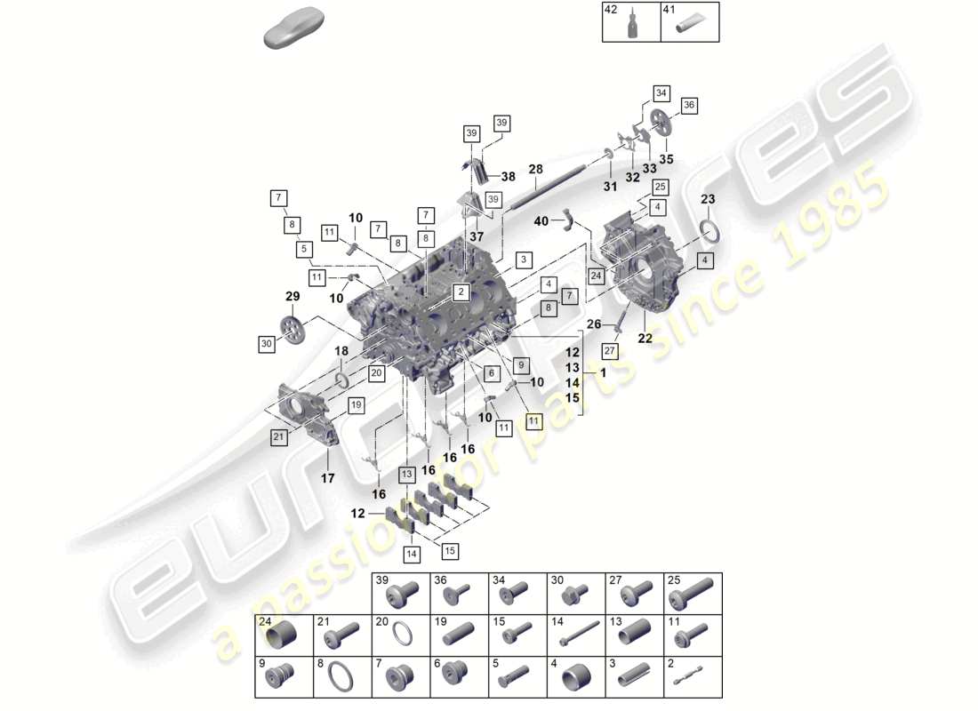 porsche 2024 (cayenne e3 pa) carter de vilebrequin pièces individuelles schéma des pièces