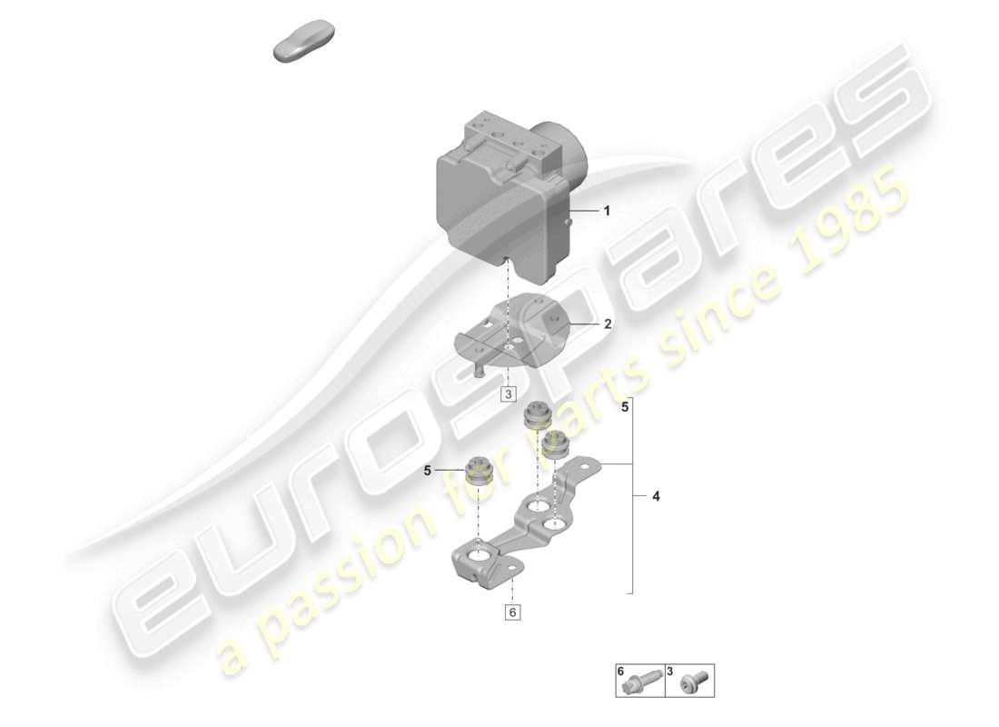 porsche 2023 (992-1 gt3/rs/st) schéma des pièces du bloc hydraulique du système de freinage antiblocage -abs-