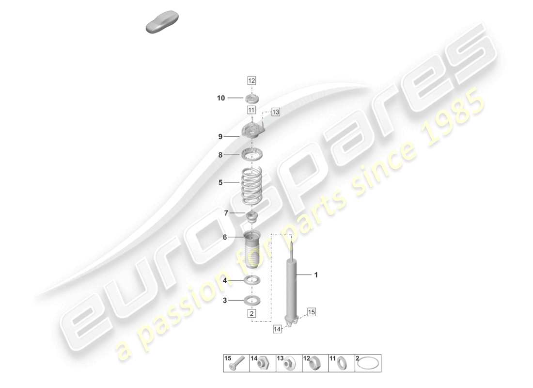 porsche 2022 (992-1 turbo / s) amortisseur (ressort cyl.) pièce individuelle schéma des pièces