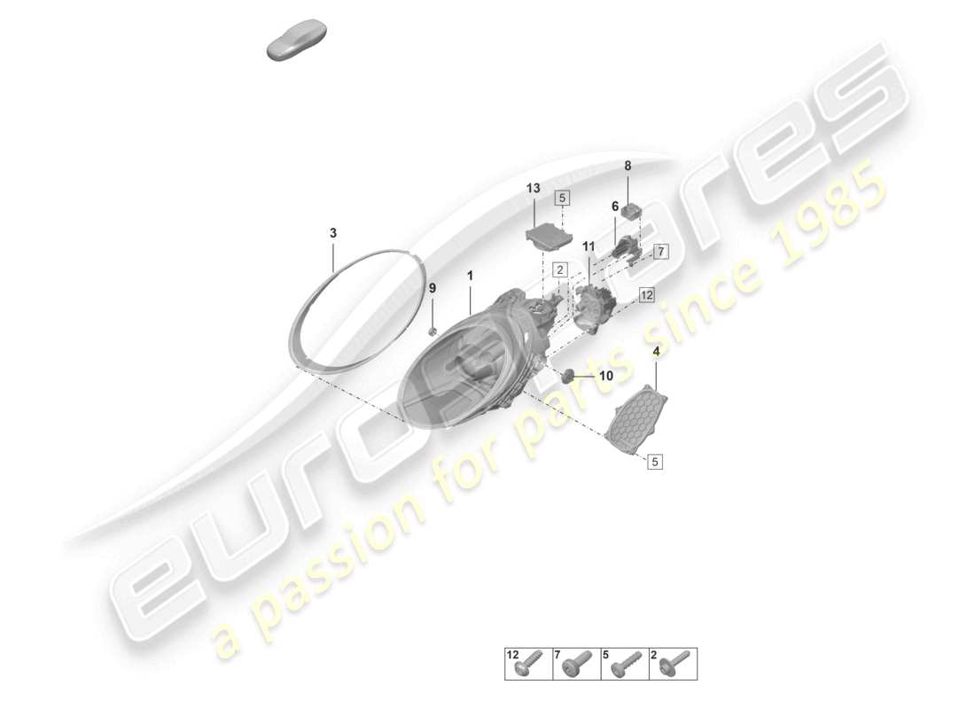 porsche 2023 (992-1 gt3/rs/st) schéma des pièces de base des phares à led