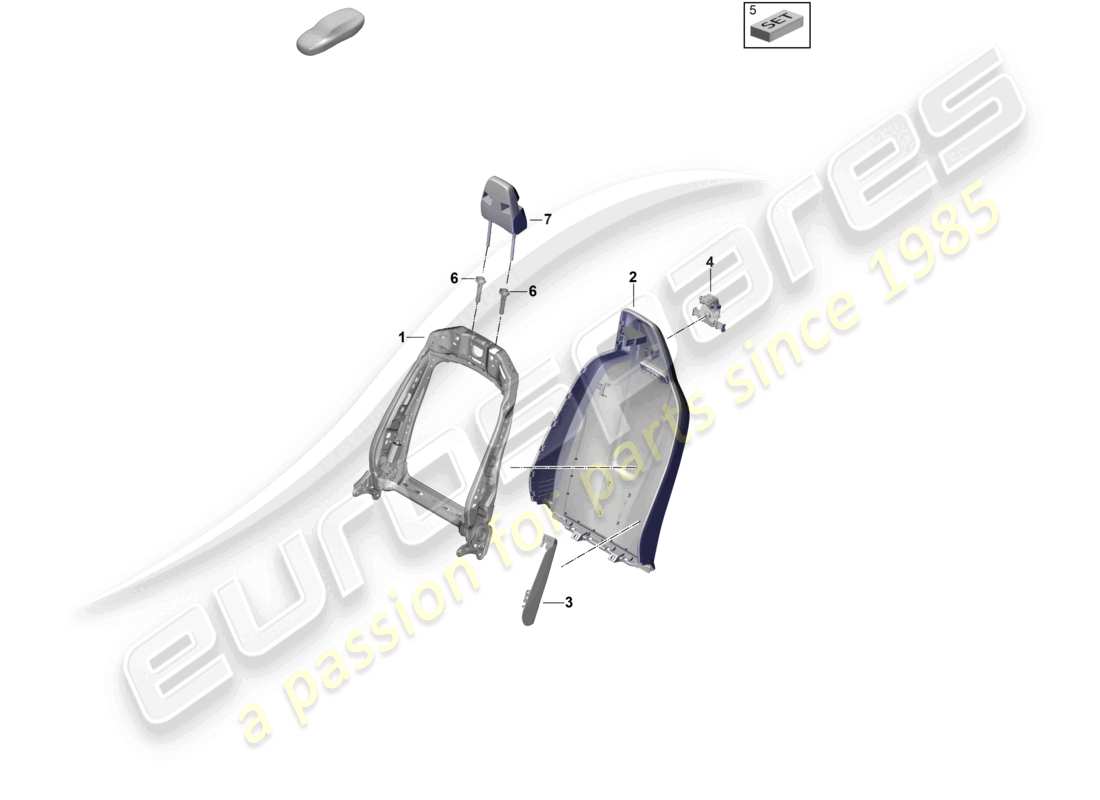 porsche 2026 (cayenne e3 pa) cadre de dossier housse de dossier siège sport diagramme des pièces