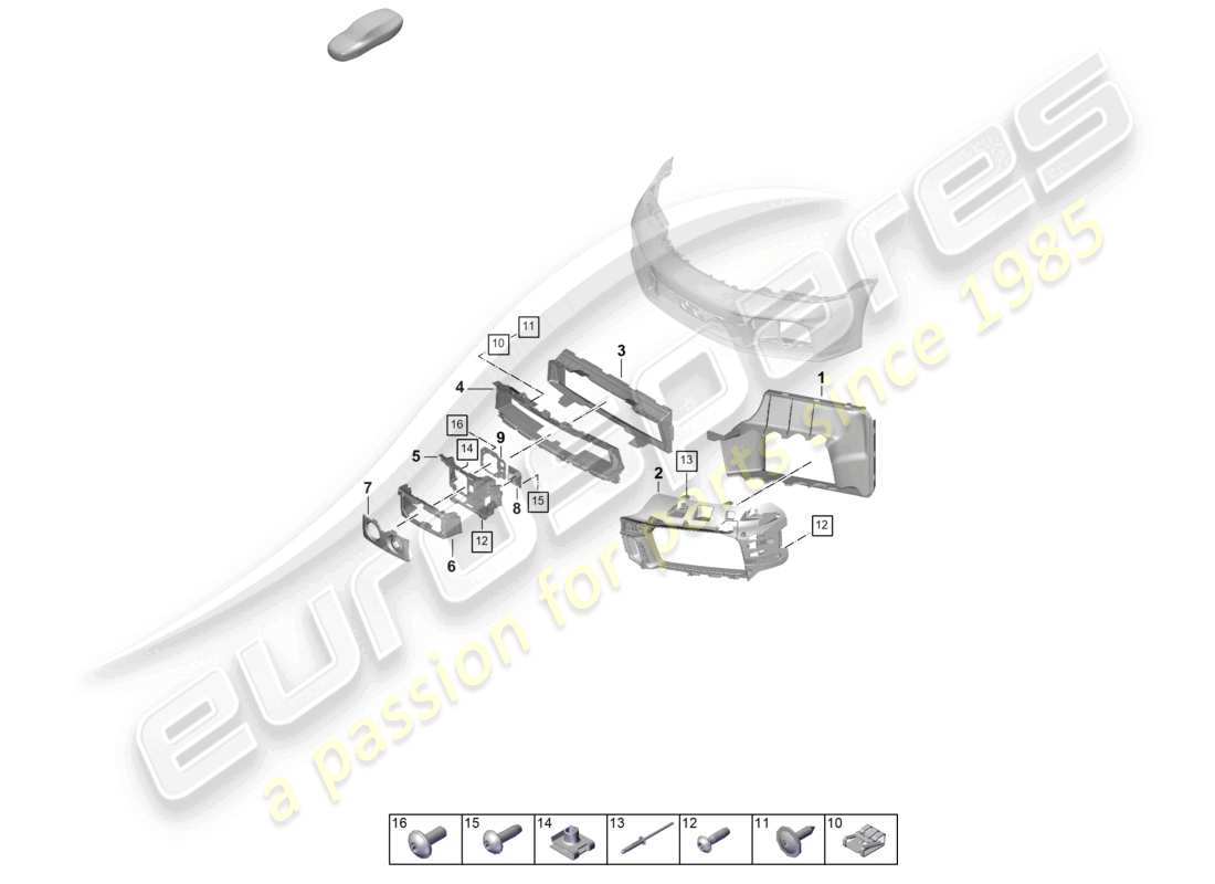 porsche 2024 (992-2) pare-chocs avant guide d'air et pièces individuelles pack sport design diagramme des pièces