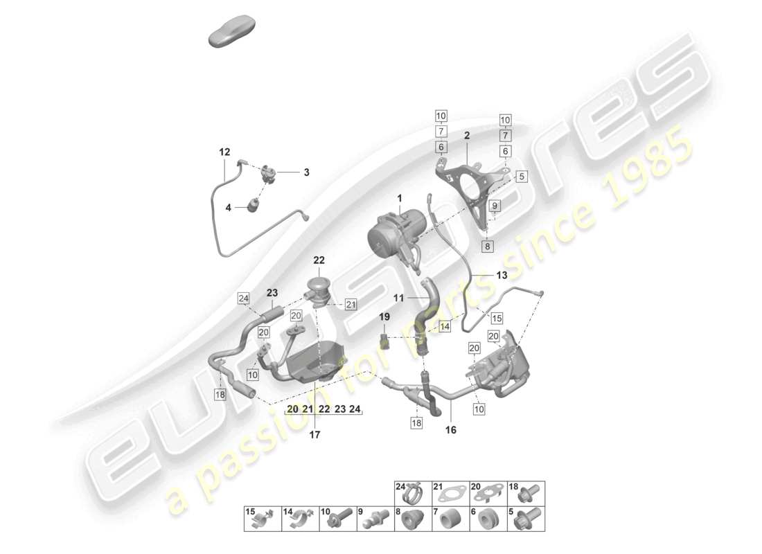 porsche 2023 (992-1 gt3/rs/st) pompe à air secondaire schéma des pièces