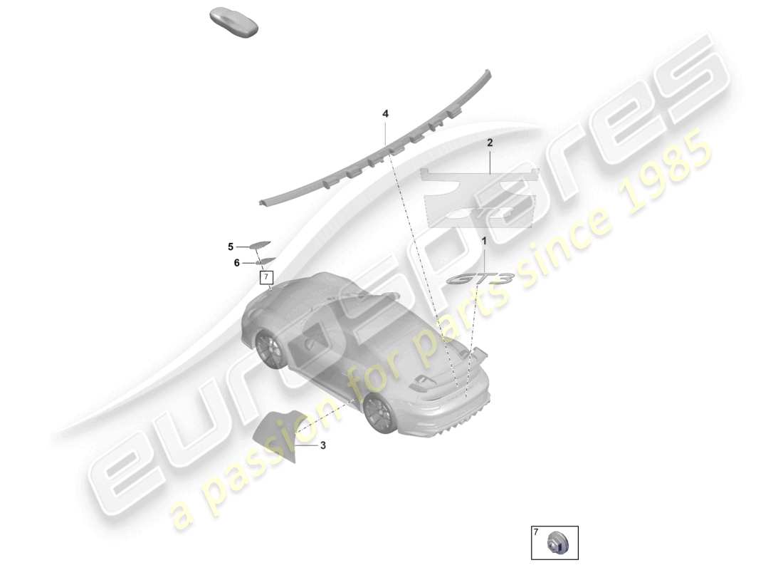 porsche 2023 (992-1 gt3/rs/st) inscriptions/lettrage diagramme des pièces
