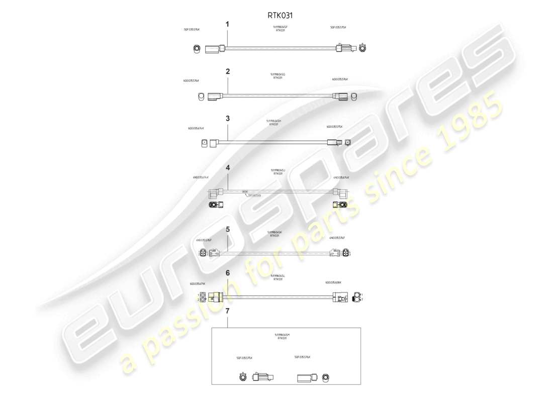 porsche 2021 (taycan 9j1-1) kit de réparation pour câbles d'antenne schéma des pièces
