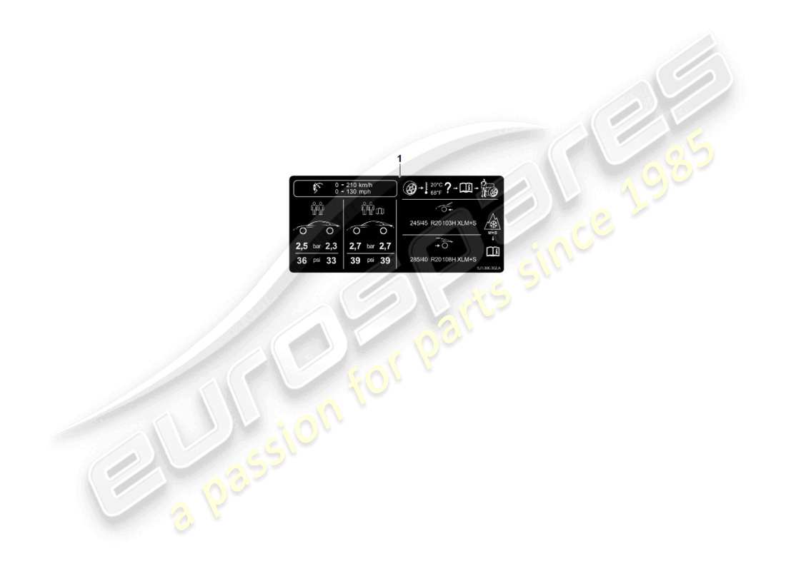 porsche 2023 (taycan 9j1-1) plaque signalétique pour la pression des pneus d - 11.08.2021>> schéma des pièces