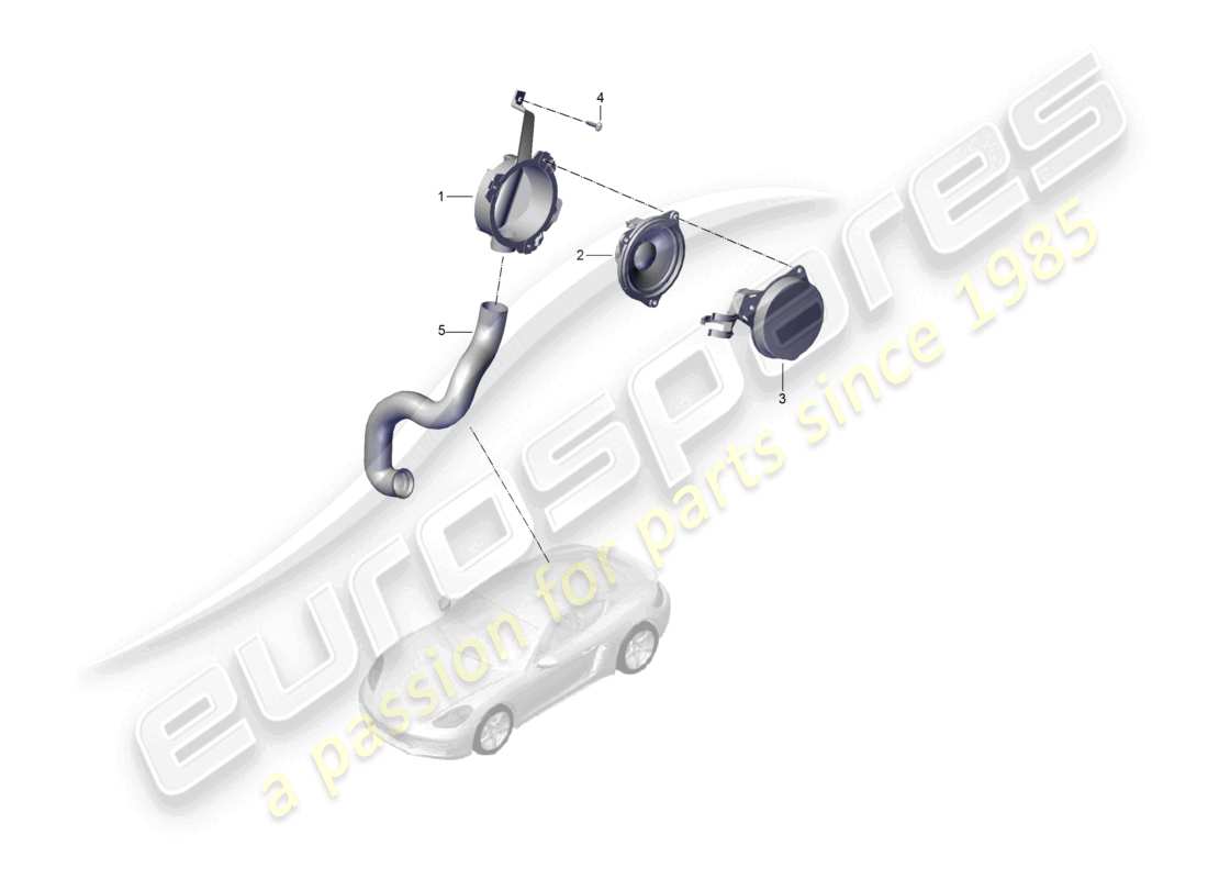 porsche 2024 (718 cayman) schéma des pièces de l'actionneur sonore pour le système audio du moteur