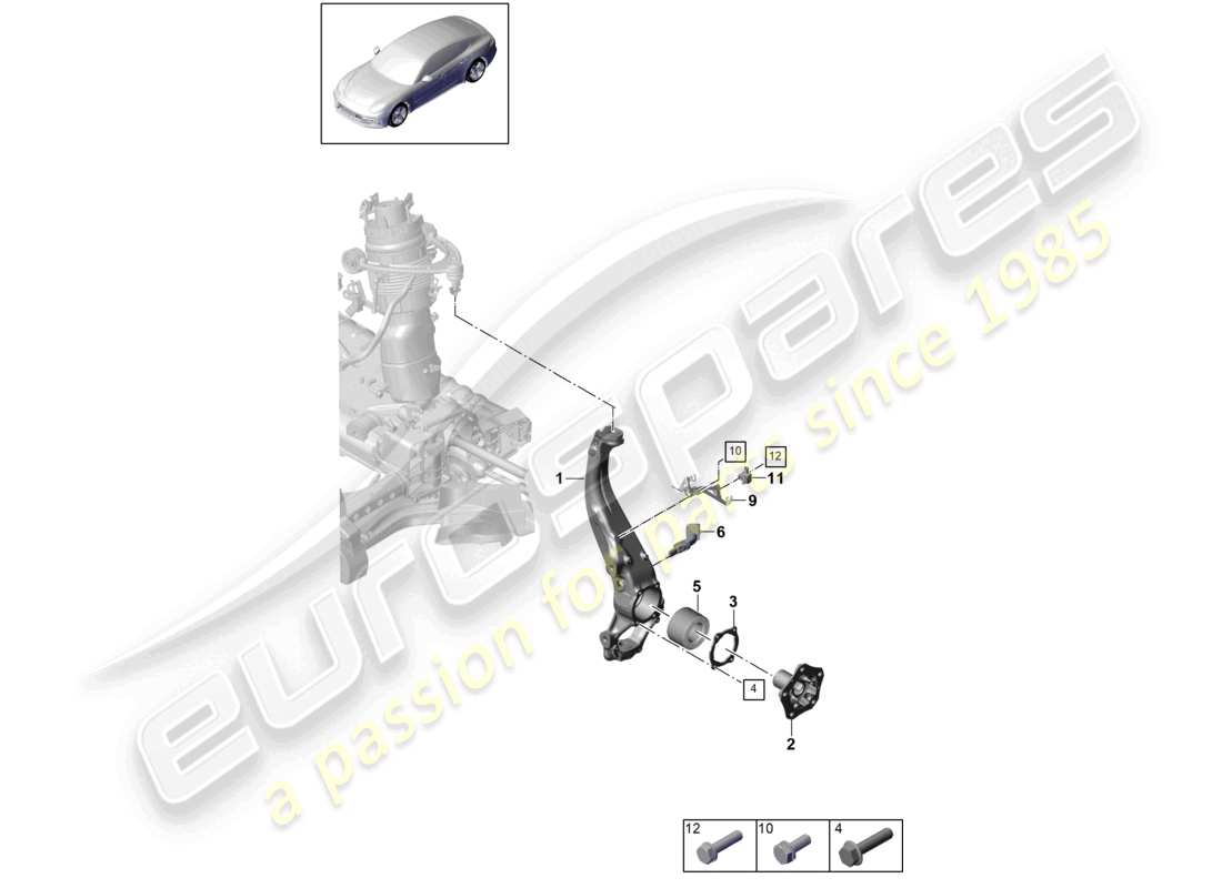 porsche 2021 (panamera 971-1) support de roue montage pivotant moyeu de roue schéma des pièces