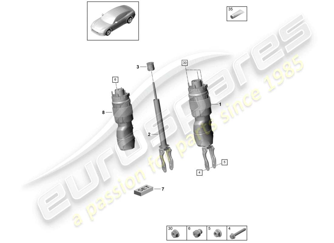 porsche 2021 (panamera 971-1) ressort pneumatique schéma des pièces