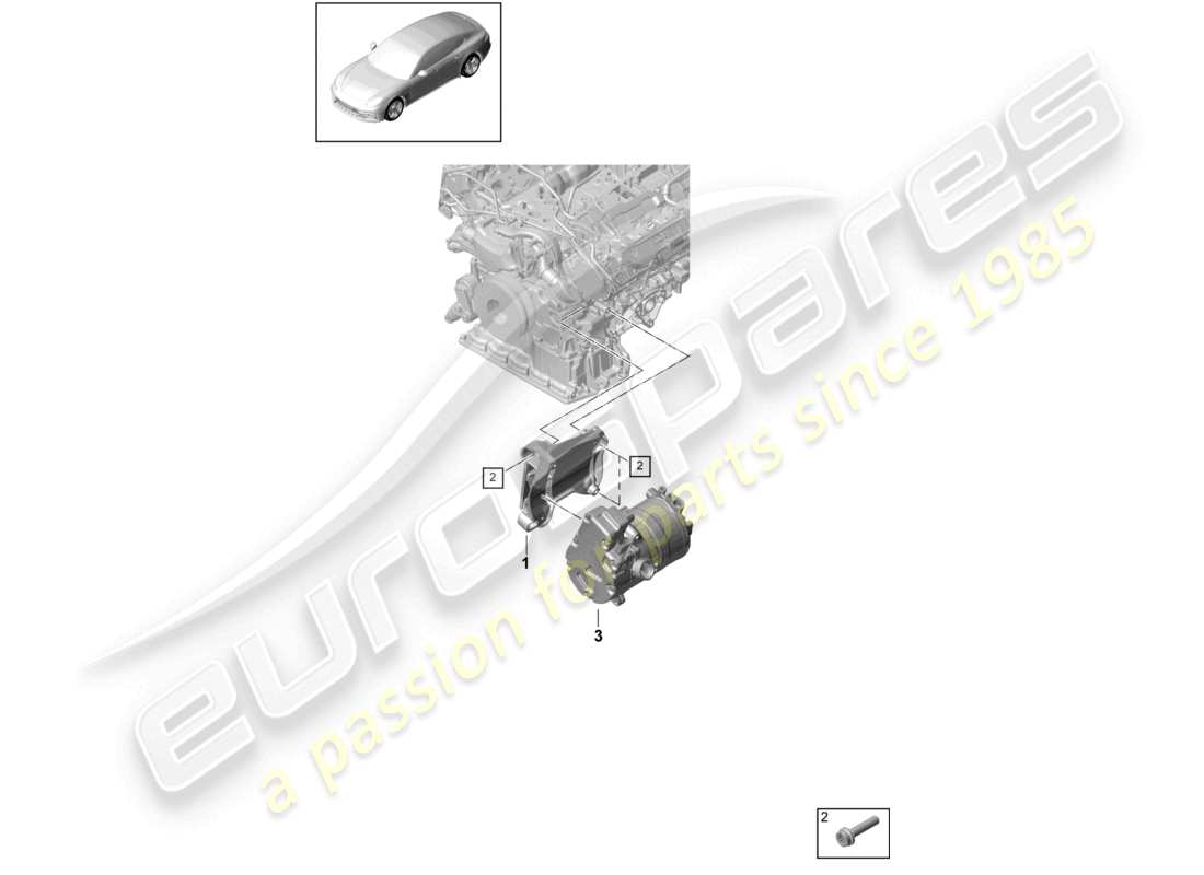 porsche 2021 (panamera 971-1) fixations pour courroies poly-v schéma des pièces