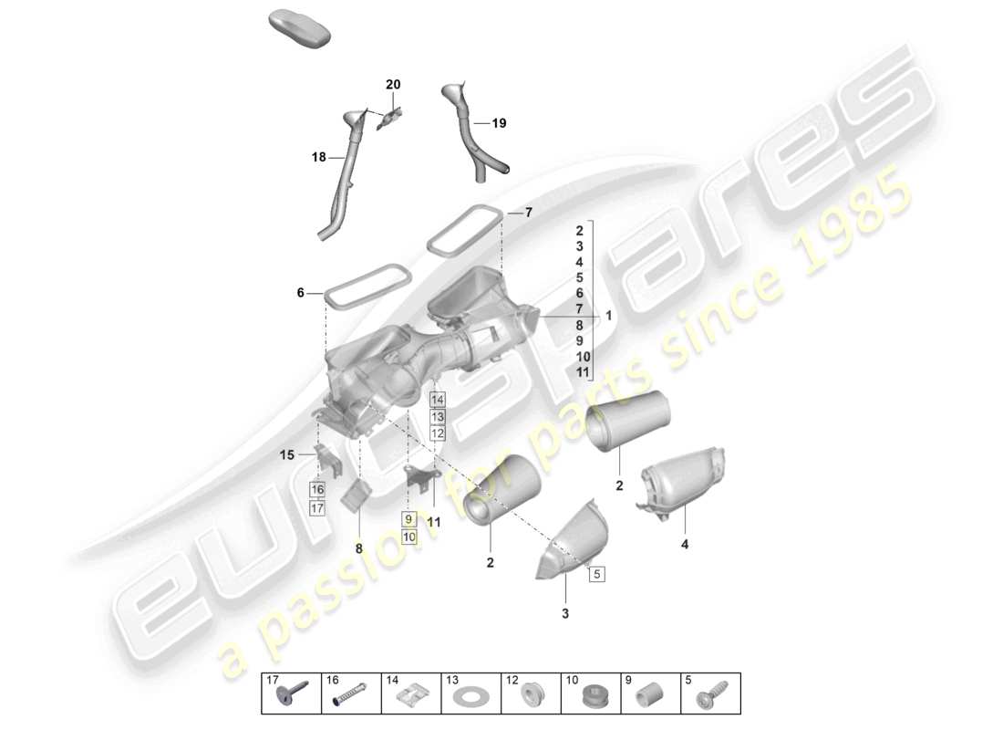 porsche 2023 (992-1 gt3/rs/st) filtre à air schéma des pièces