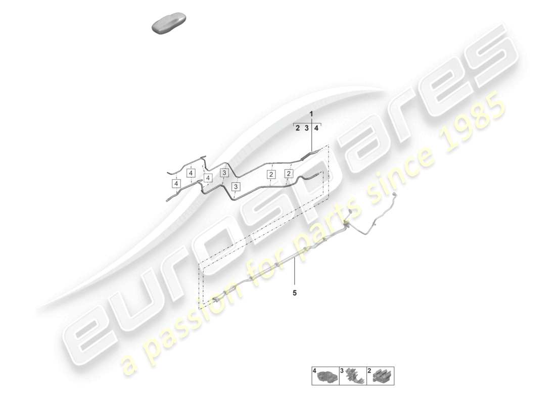 porsche 2021 (992-1 gt3/rs/st) conduite de carburant arrière schéma des pièces