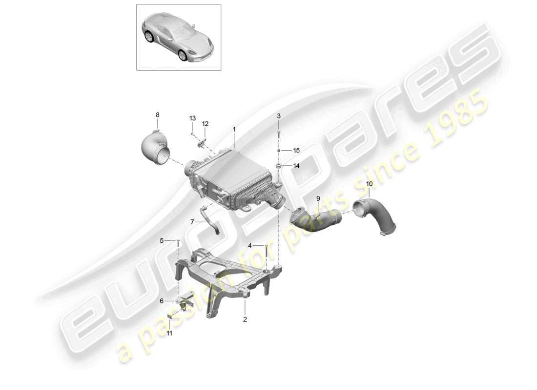 porsche 2024 (718 cayman) refroidisseur d'air de charge schéma des pièces