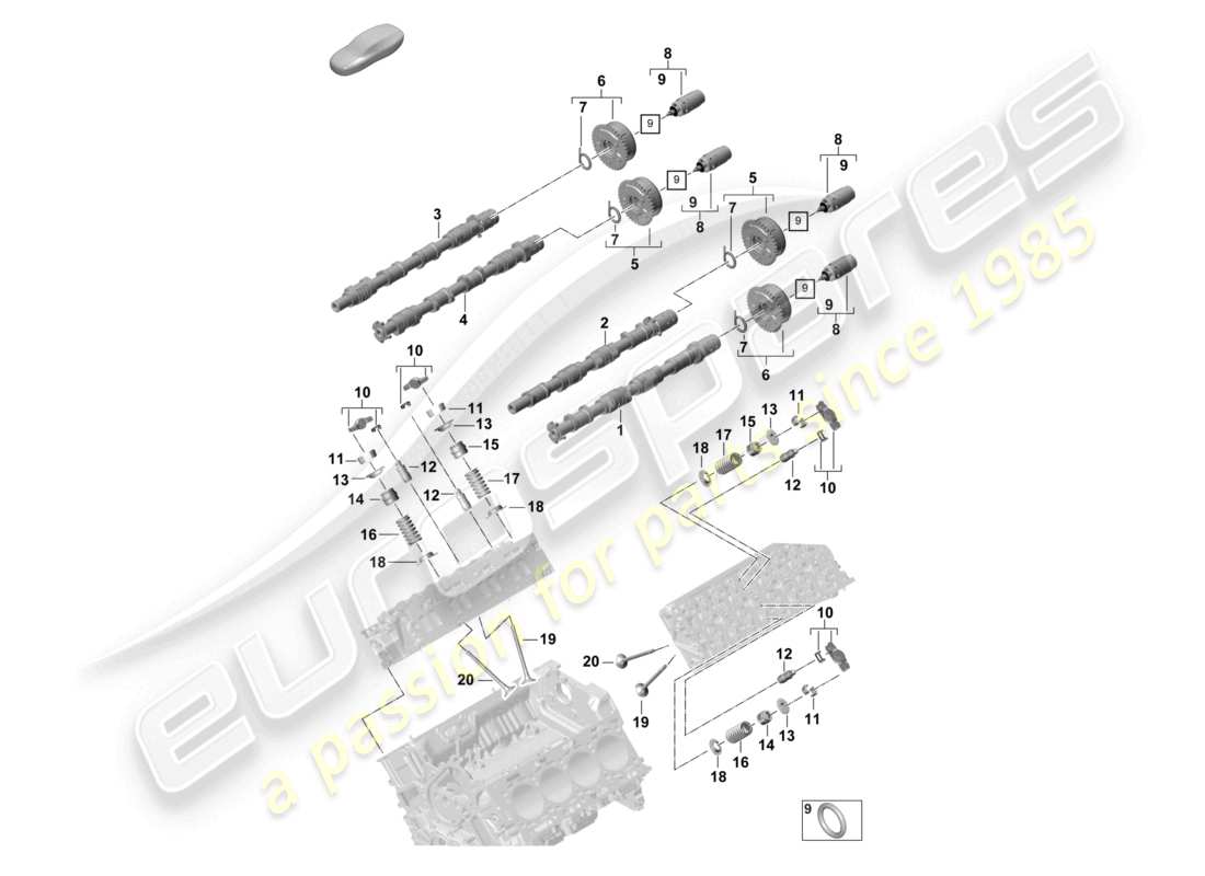 porsche 2024 (panamera 971-2) arbre à cames, soupapes schéma des pièces