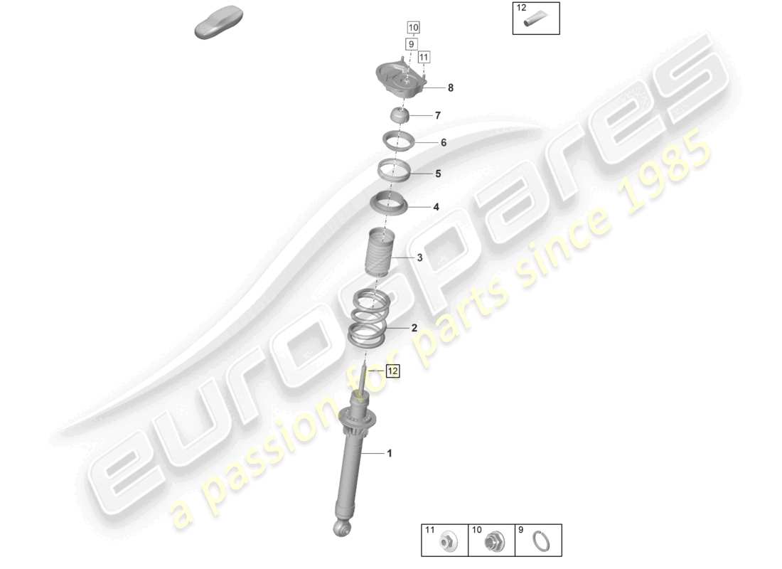 porsche 2022 (992-1 gt3/rs/st) diagramme des pièces des amortisseurs de suspension