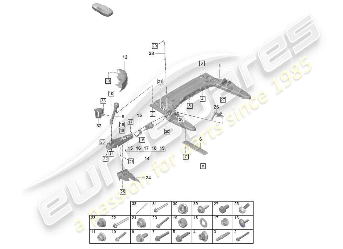 porsche 2023 (992-1 gt3/rs/st) diagramme de la partie inférieure du bras transversal