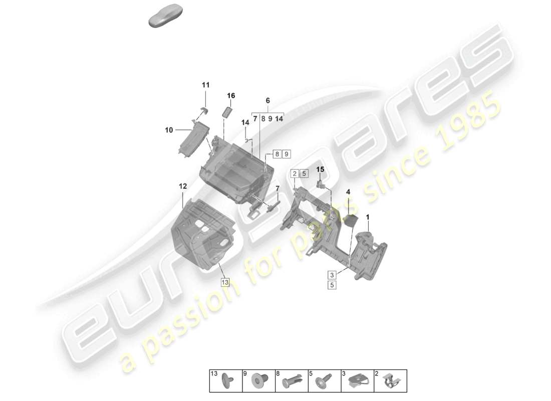 porsche 2023 (992-1 gt3/rs/st) schéma des pièces de la boîte à gants et de la garniture (côté conducteur)