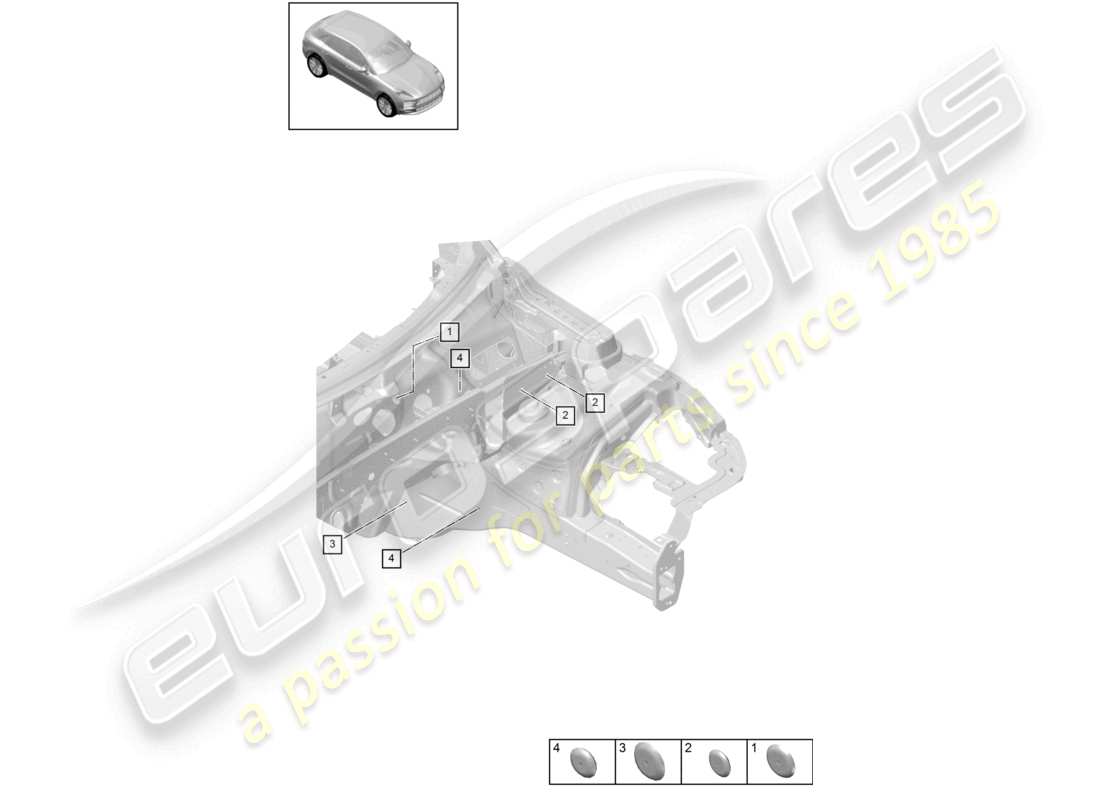 porsche 2024 (macan) schéma des composants du pare-feu frontal bungs