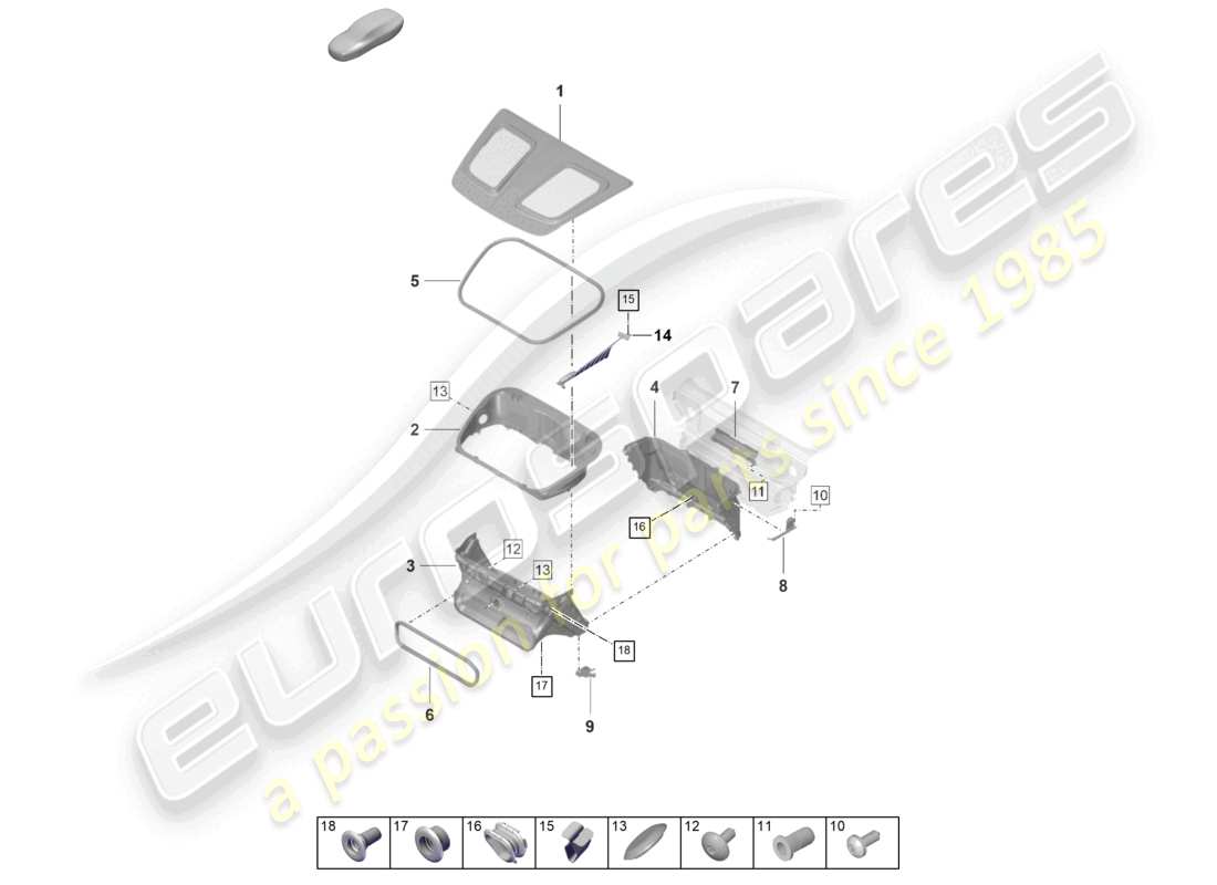 porsche 2021 (992-1 gt3/rs/st) schéma des pièces du guide d'air de la garniture du coffre à bagages