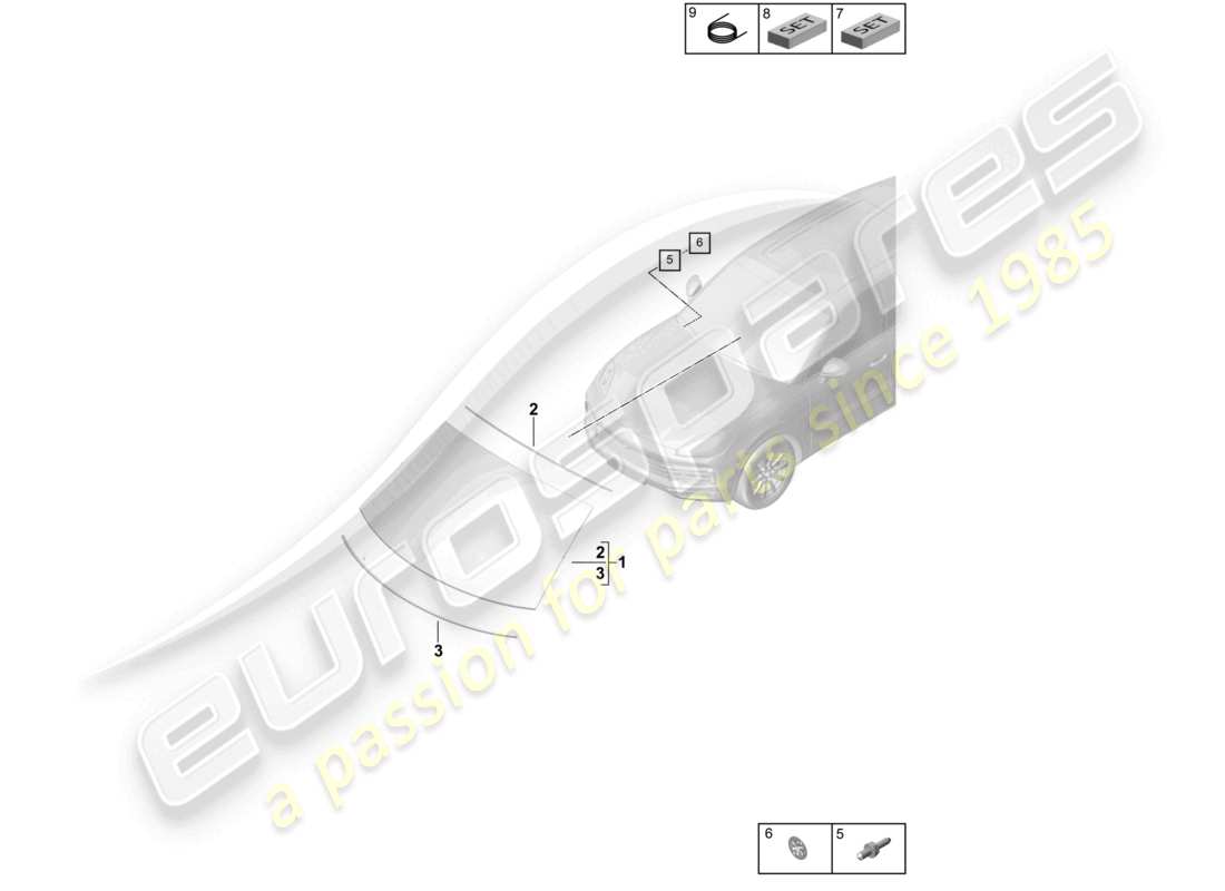 porsche 2021 (cayenne e3 9ya/9yb) pare-brise schéma des pièces