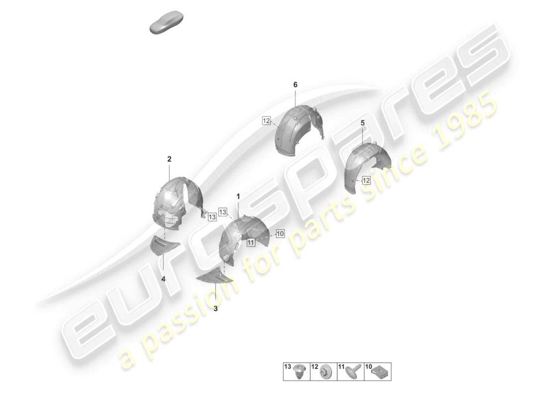 porsche 2022 (taycan 9j1-1) doublure de logement de roue schéma des pièces