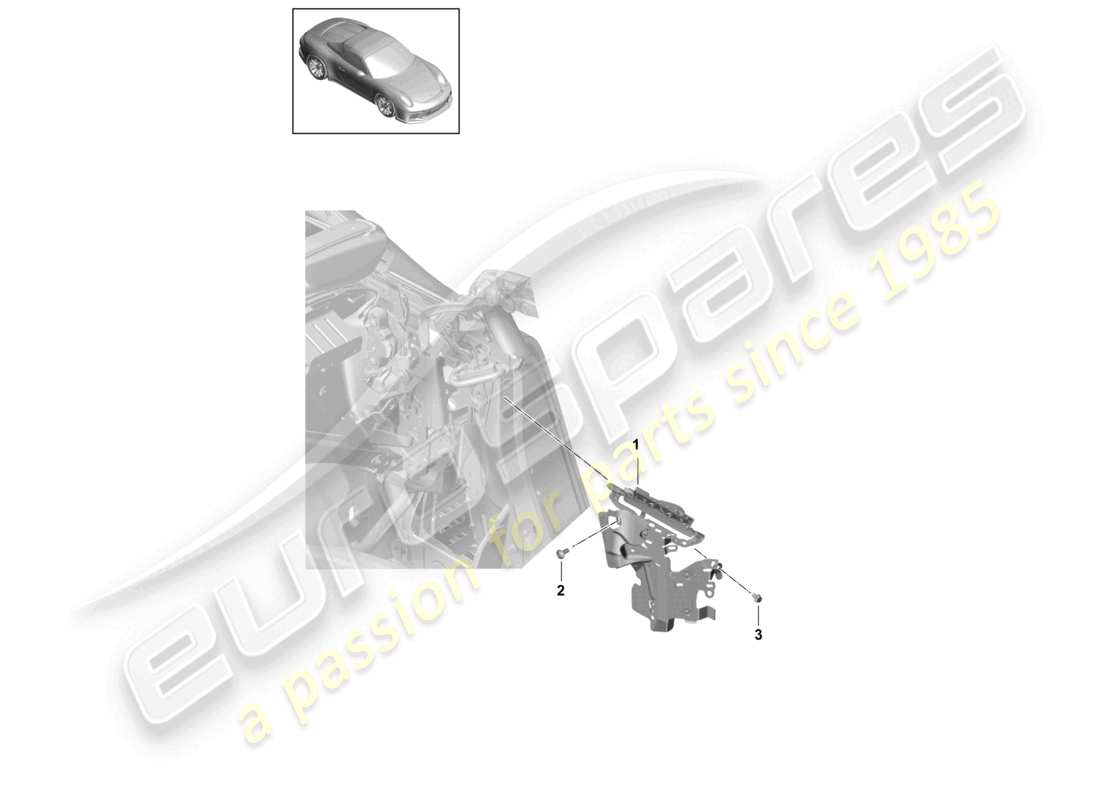 porsche 2021 (991-2 r/gt3/rs) schéma des pièces latérales du rabat