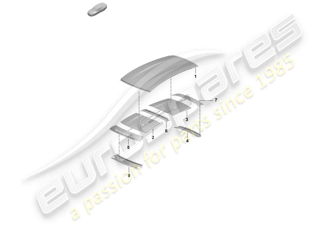 porsche 2025 (taycan 9j1-2) panneau de toit extérieur traverse diagramme des pièces