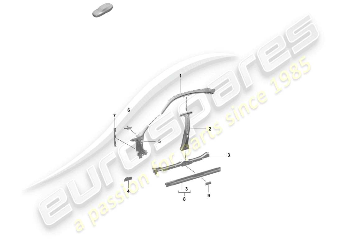 porsche 2025 (taycan 9j1-2) panneau latéral, face intérieure, face extérieure diagramme des pièces